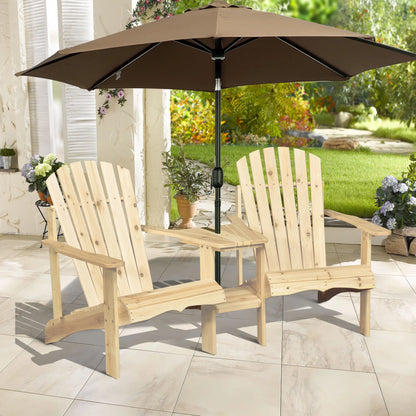 2 Piece Wood Adirondack Chair, Porch Bench w/ Table, Natural Patio Chairs at Gallery Canada