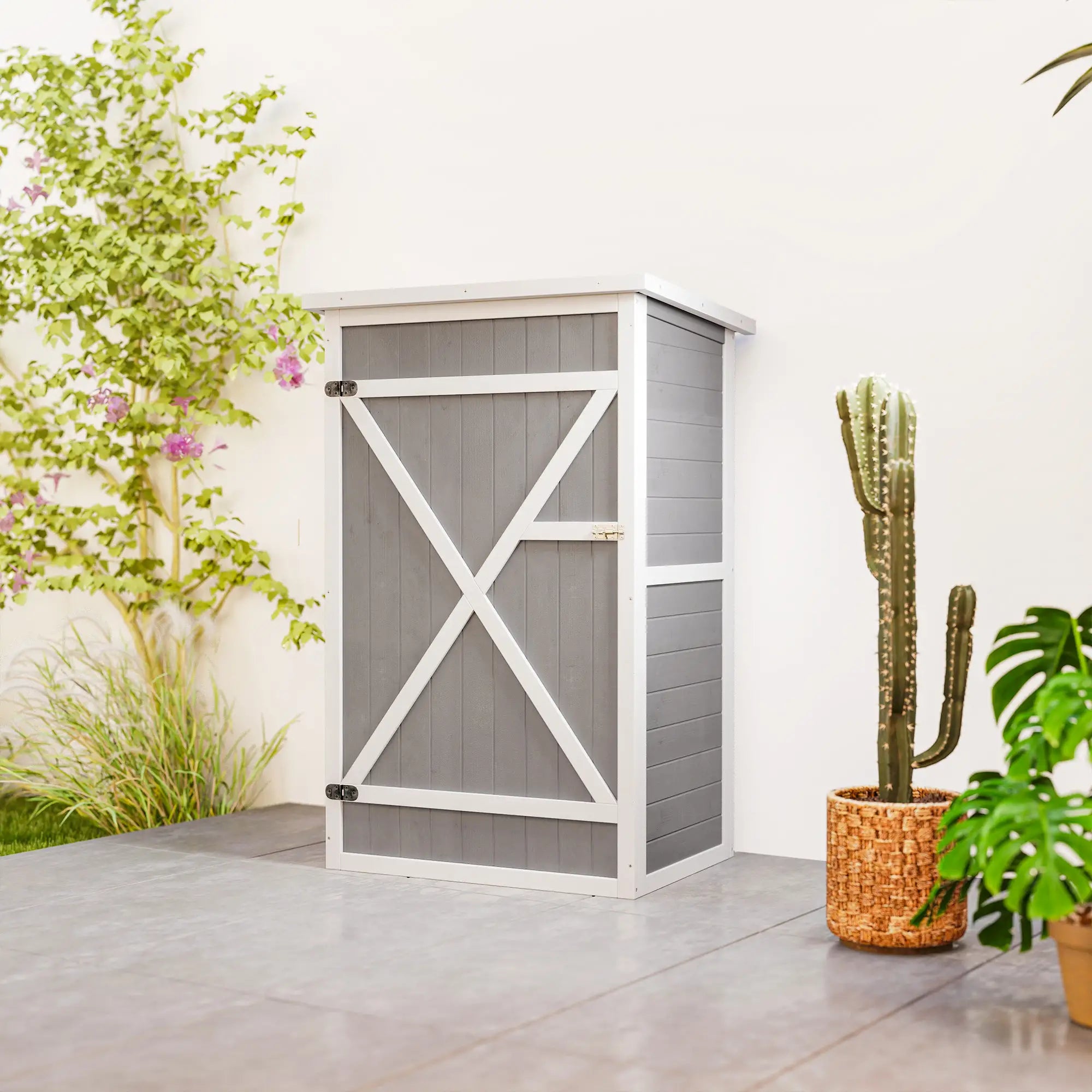 29.9x21.7x45.3 Inch Garden Storage Shed, Asphalt Roof, Shelves, Grey Sheds at Gallery Canada