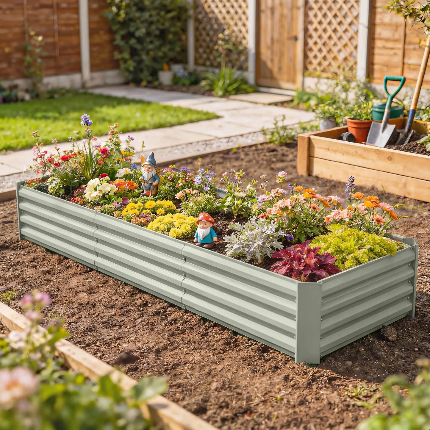 8 x 2.6 x 1.5ft Galvanized Raised Garden Bed, Outdoor Planter Box, Light Grey Galvanized Planter Boxes at Gallery Canada