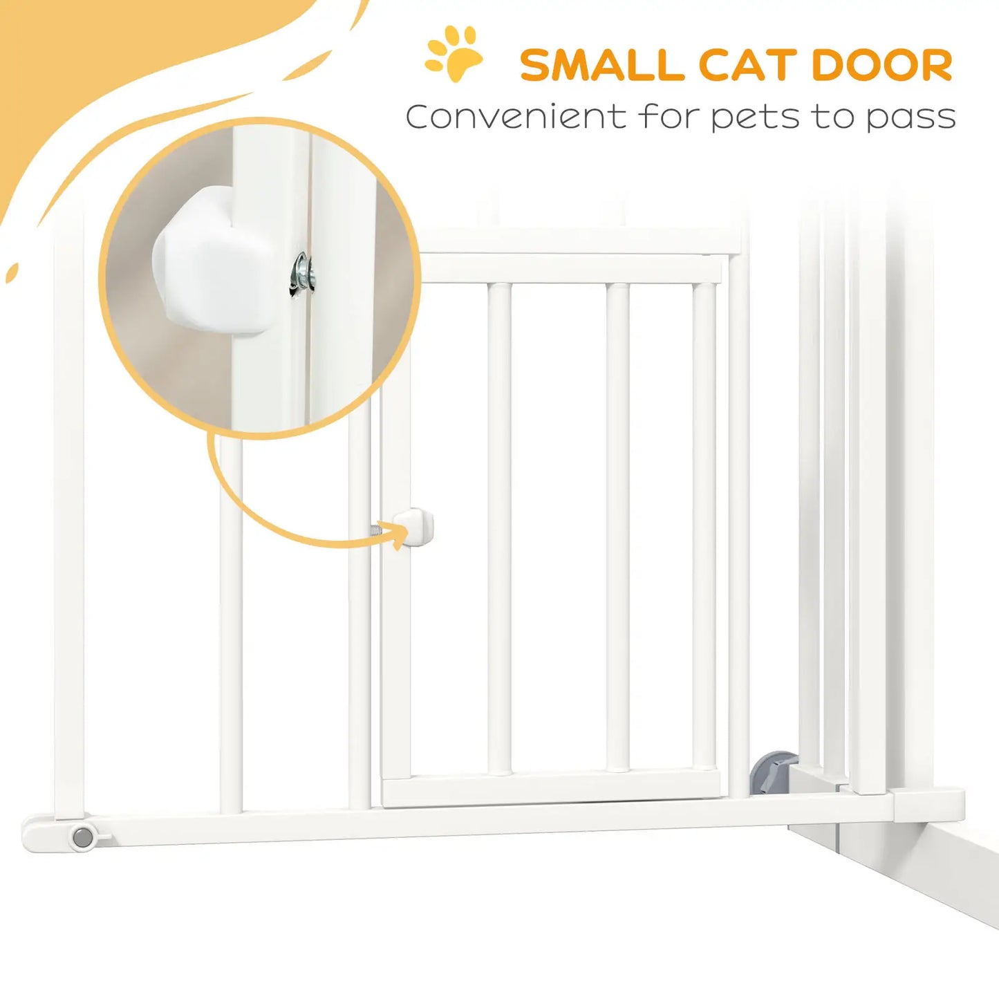 Auto-Close Pet Gate With Cat Door, Double Locking, Fits 29"-39.4" Wide, White Houses, Kennels & Pens at Gallery Canada