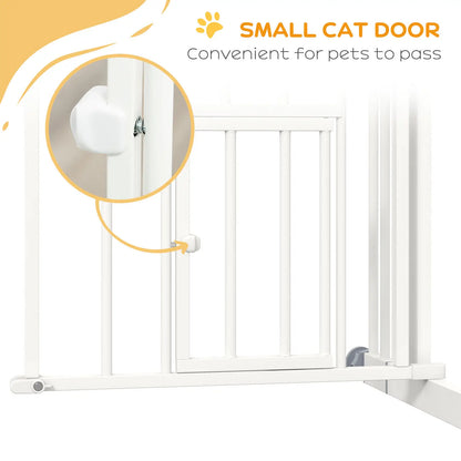 Auto-Close Pet Gate With Cat Door, Double Locking, Fits 29"-39.4" Wide, White Houses, Kennels & Pens at Gallery Canada