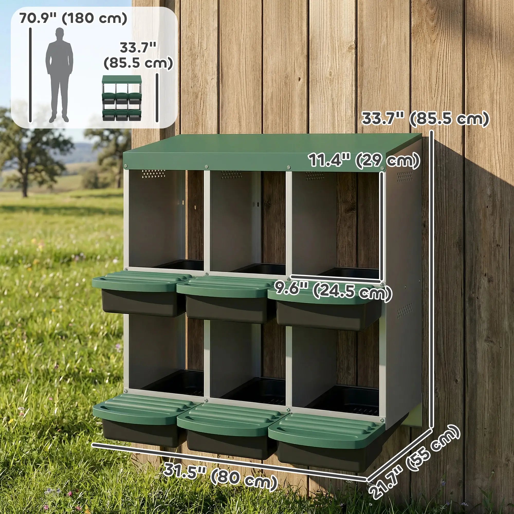 Chicken Nesting Boxes, 6 Compartment Metal Nesting Boxes for Chicken Coop, Egg Laying Boxes with Lid Cover Chicken Coops at Gallery Canada