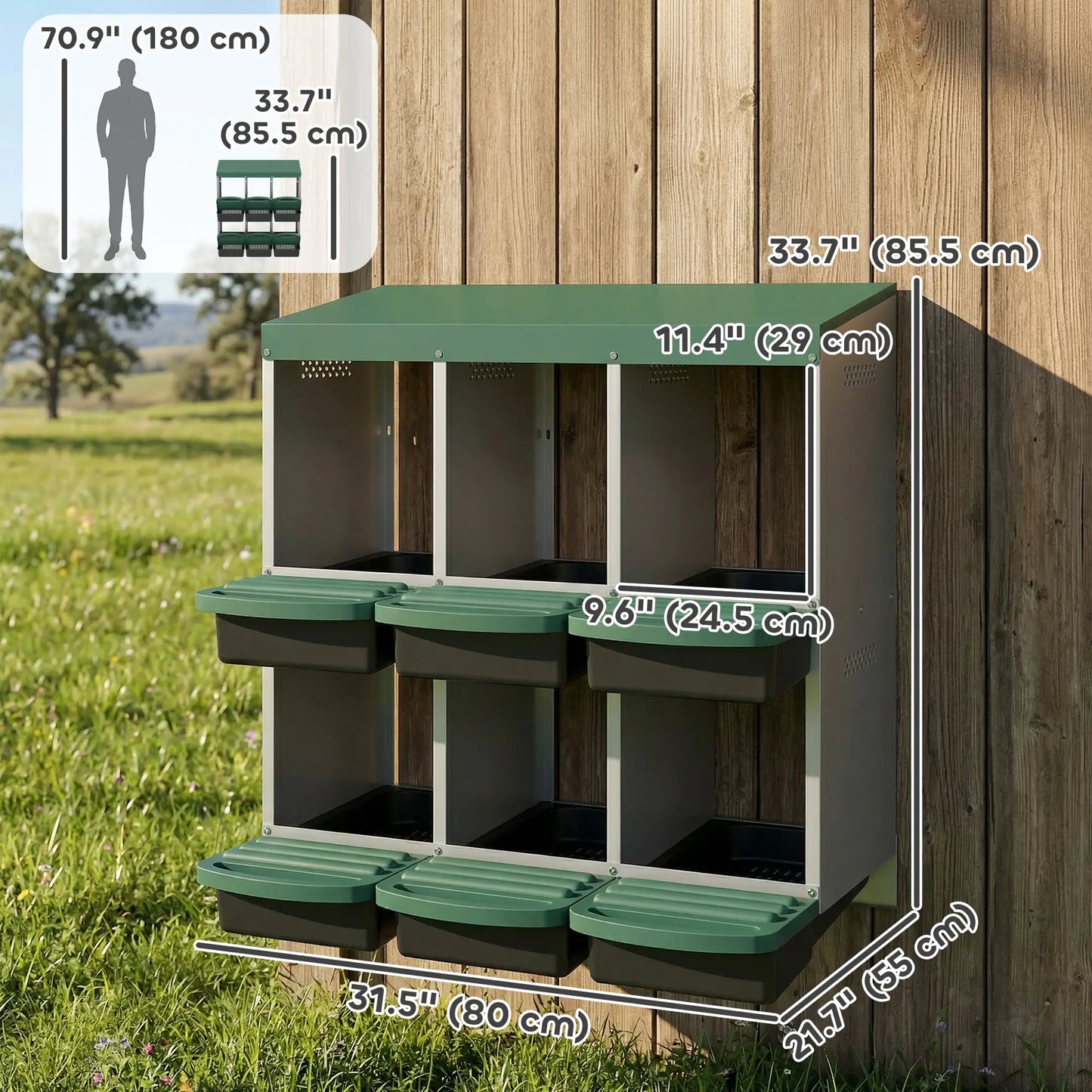 Chicken Nesting Boxes, 6 Compartment Metal Nesting Boxes for Chicken Coop, Egg Laying Boxes with Lid Cover Chicken Coops at Gallery Canada
