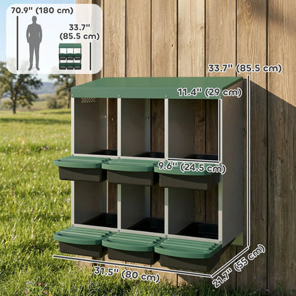 Chicken Nesting Boxes, 6 Compartment Metal Nesting Boxes for Chicken Coop, Egg Laying Boxes with Lid Cover Chicken Coops at Gallery Canada