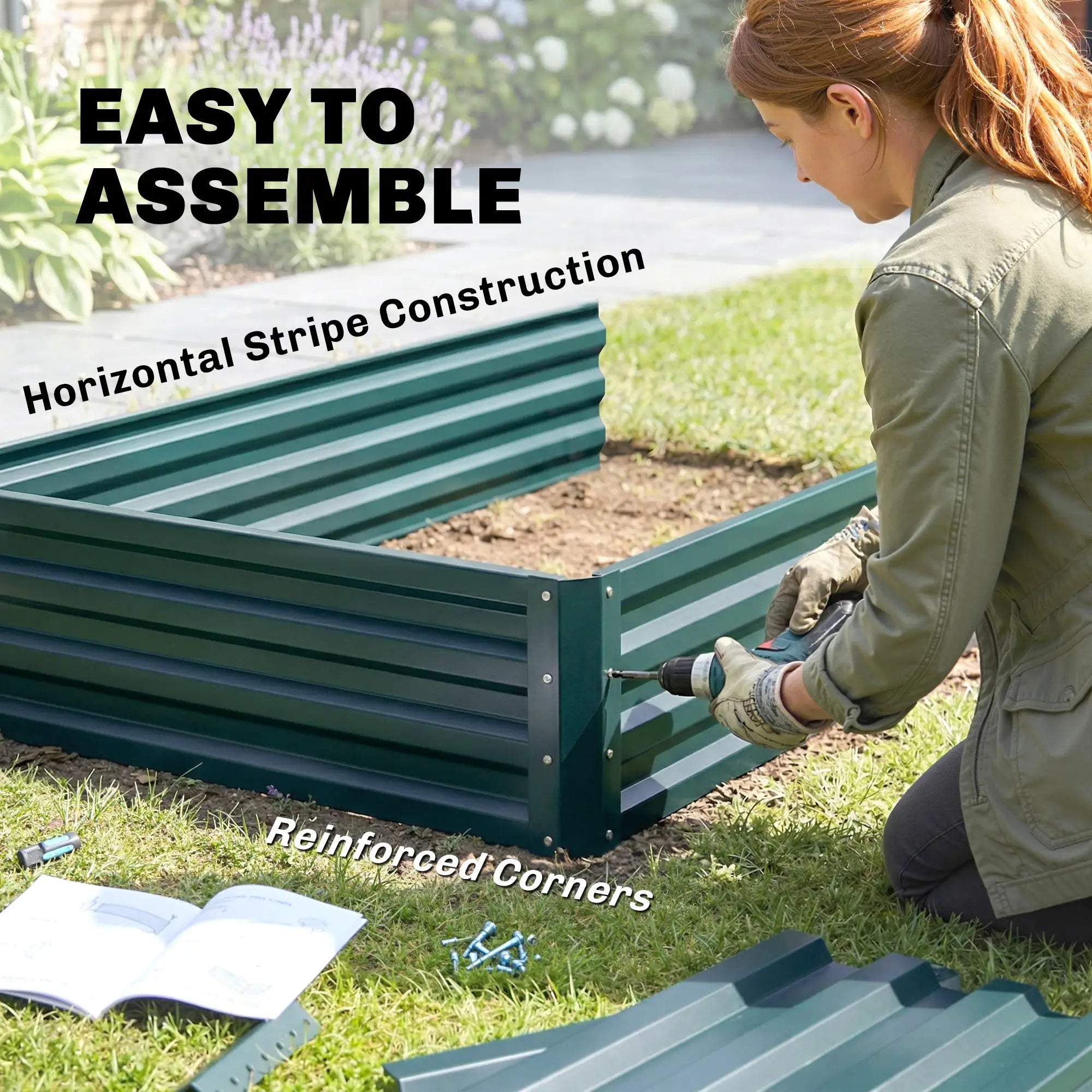 2 Tier Galvanized Raised Garden Bed, Steel Planter Box, 47