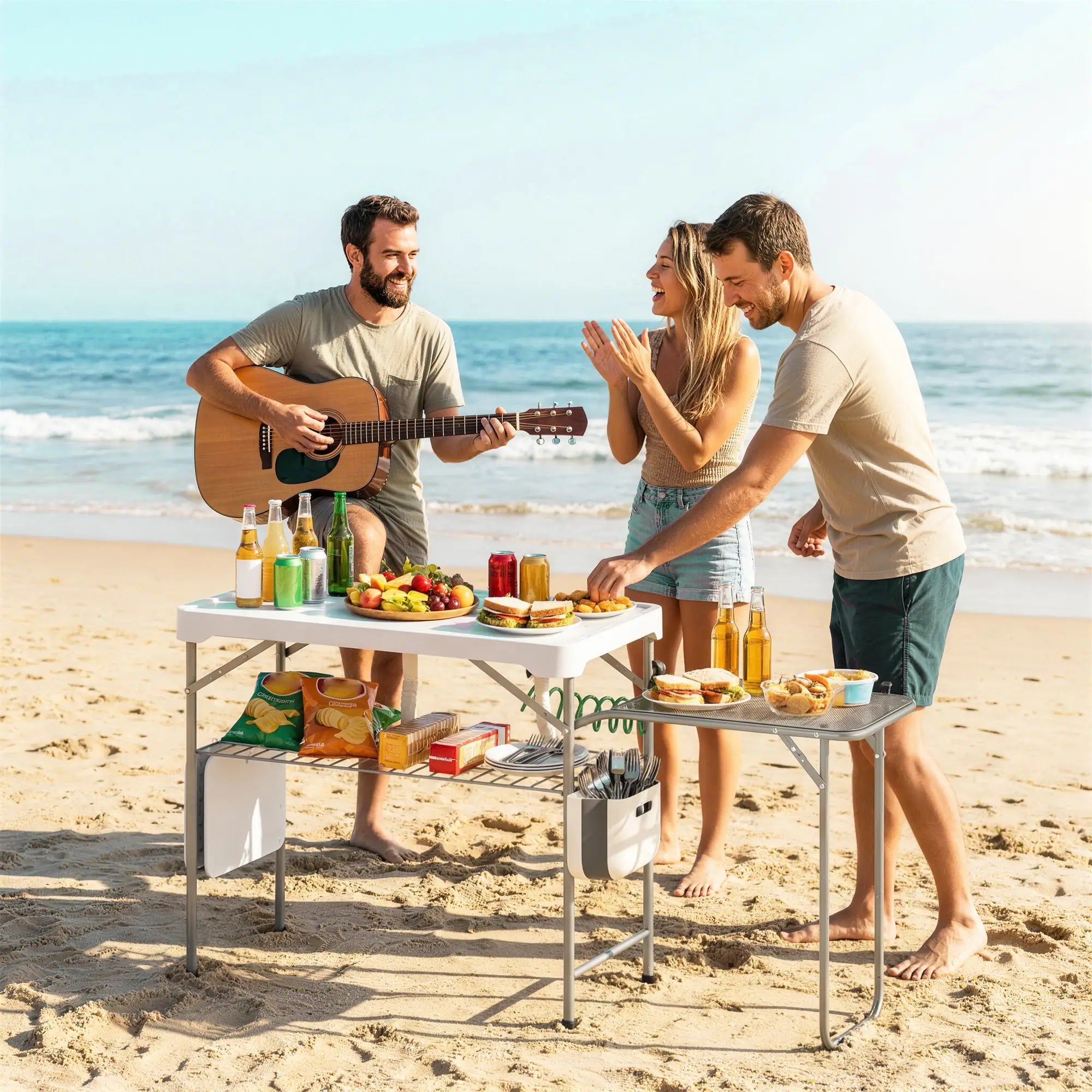 Folding Portable Camping Sink, Side Shelf, Bottom Rack, White Picnic Tables & Camping Chairs at Gallery Canada