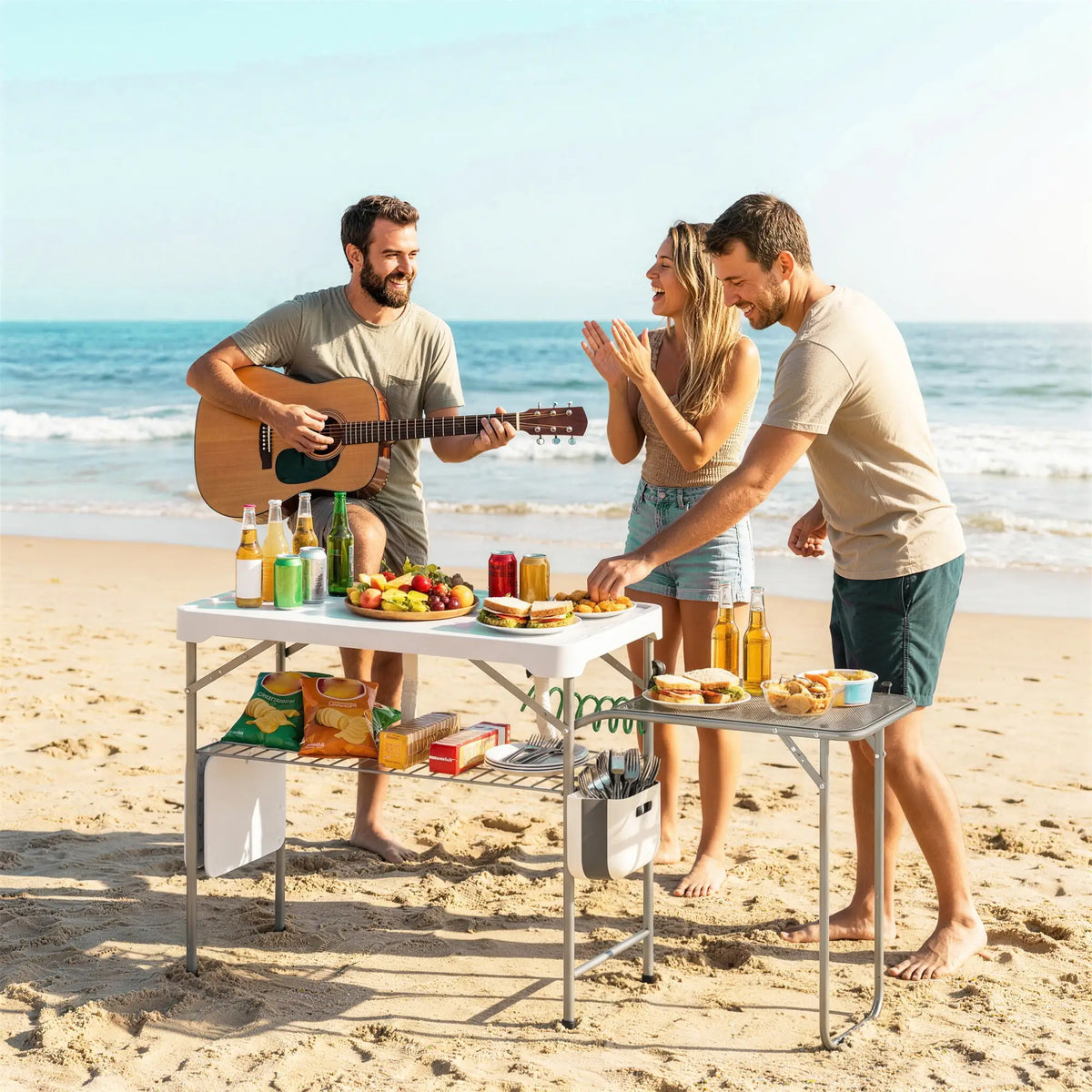 Folding Portable Camping Sink, Side Shelf, Bottom Rack, White Picnic Tables & Camping Chairs at Gallery Canada