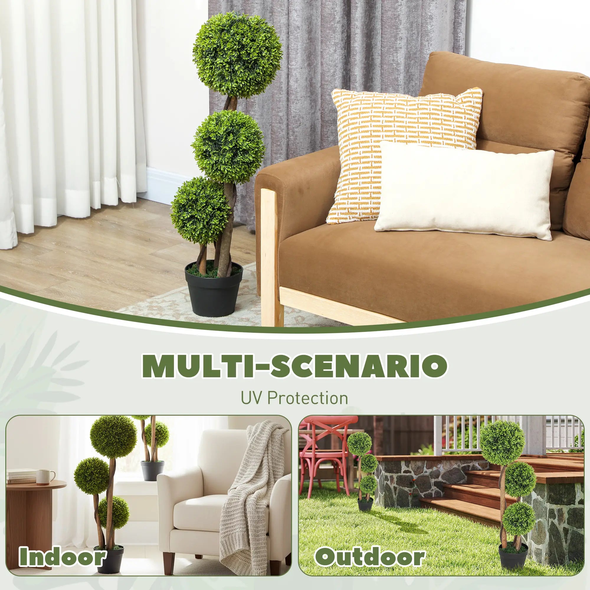 3FT Artificial Boxwood Topiary Trees, Set of 2, Green Artificial Trees at Gallery Canada