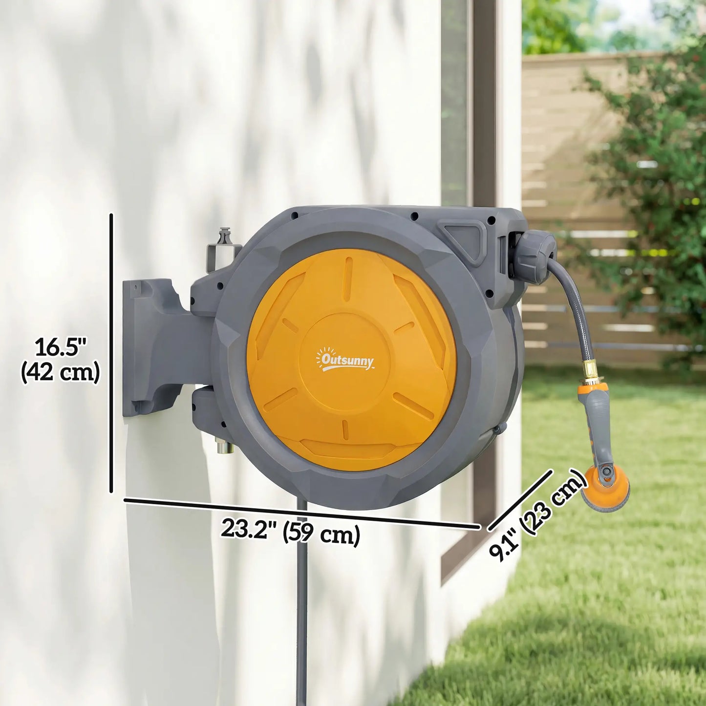 1/2 in x 100ft Wall Mounted Garden Hose Reel, Auto Rewind, Orange Garden Accessories at Gallery Canada