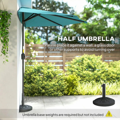 9.8ft Semi Round Patio Umbrella, Crank Handle, Top Vent, Light Blue Half Round Umbrellas at Gallery Canada