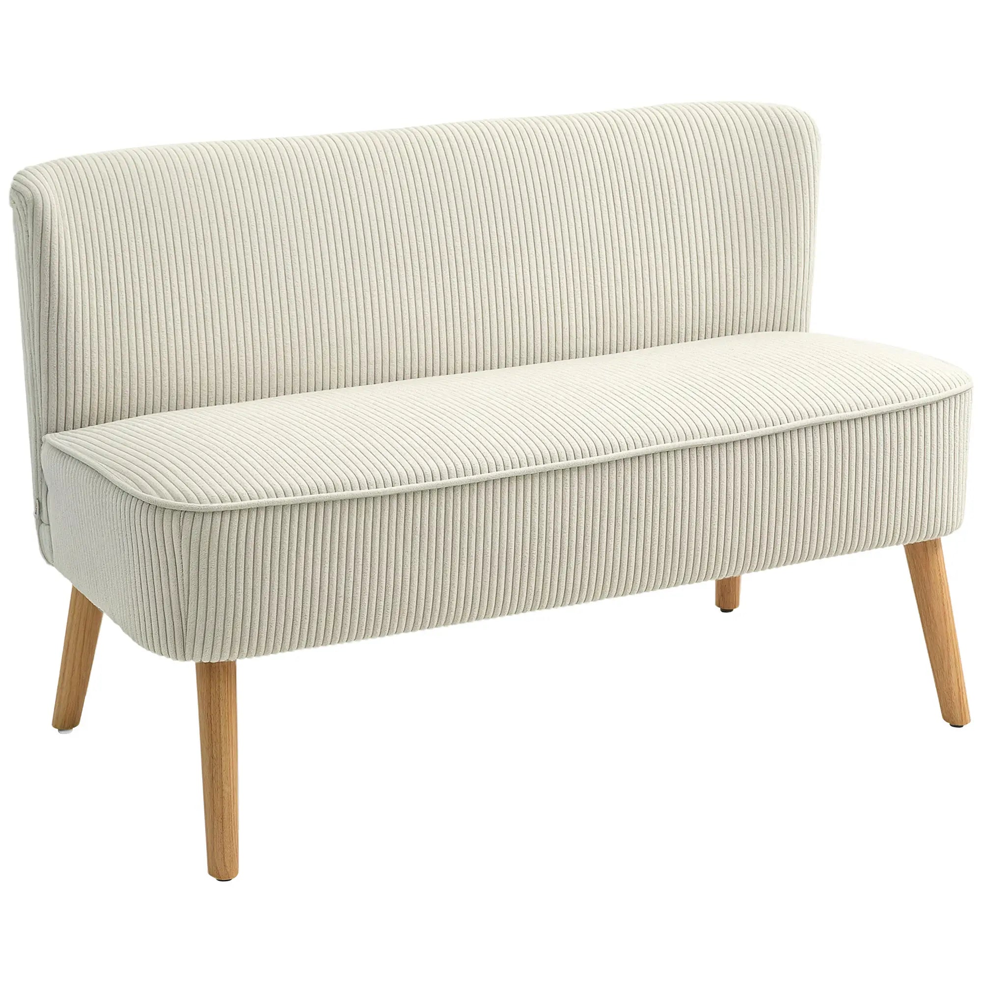 Modern 2 Seater Sofa, Upholstered Couch with Wood Legs, Cream White 2-Seater Sofas at Gallery Canada