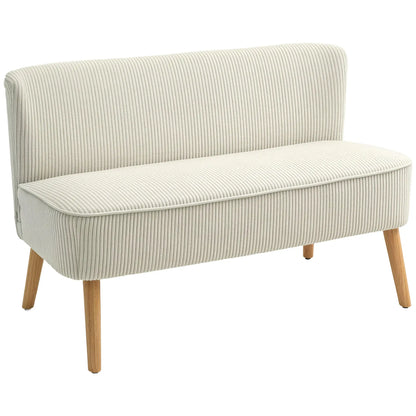 Modern 2 Seater Sofa, Upholstered Couch with Wood Legs, Cream White 2-Seater Sofas at Gallery Canada