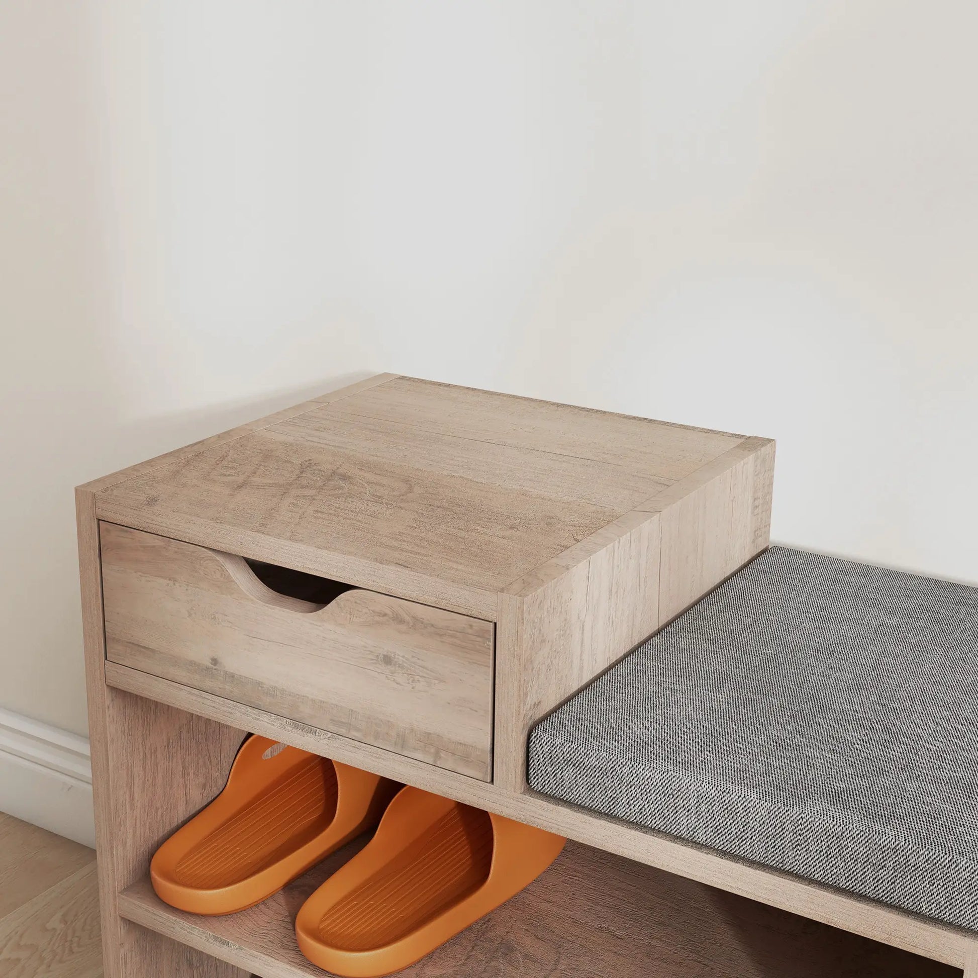 Upholstered Shoe Storage Bench, Seat, Drawer, 3 Shelves, Grey Shoe Storage Cabinets & Racks at Gallery Canada