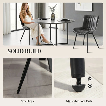 PU Leather Dining Chairs Set of 2, Steel Legs, Black Dining Chairs at Gallery Canada