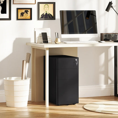 3 Drawer Filing Cabinet, Lockable Steel Office Storage, Black Office Cabinets & Cupboards at Gallery Canada