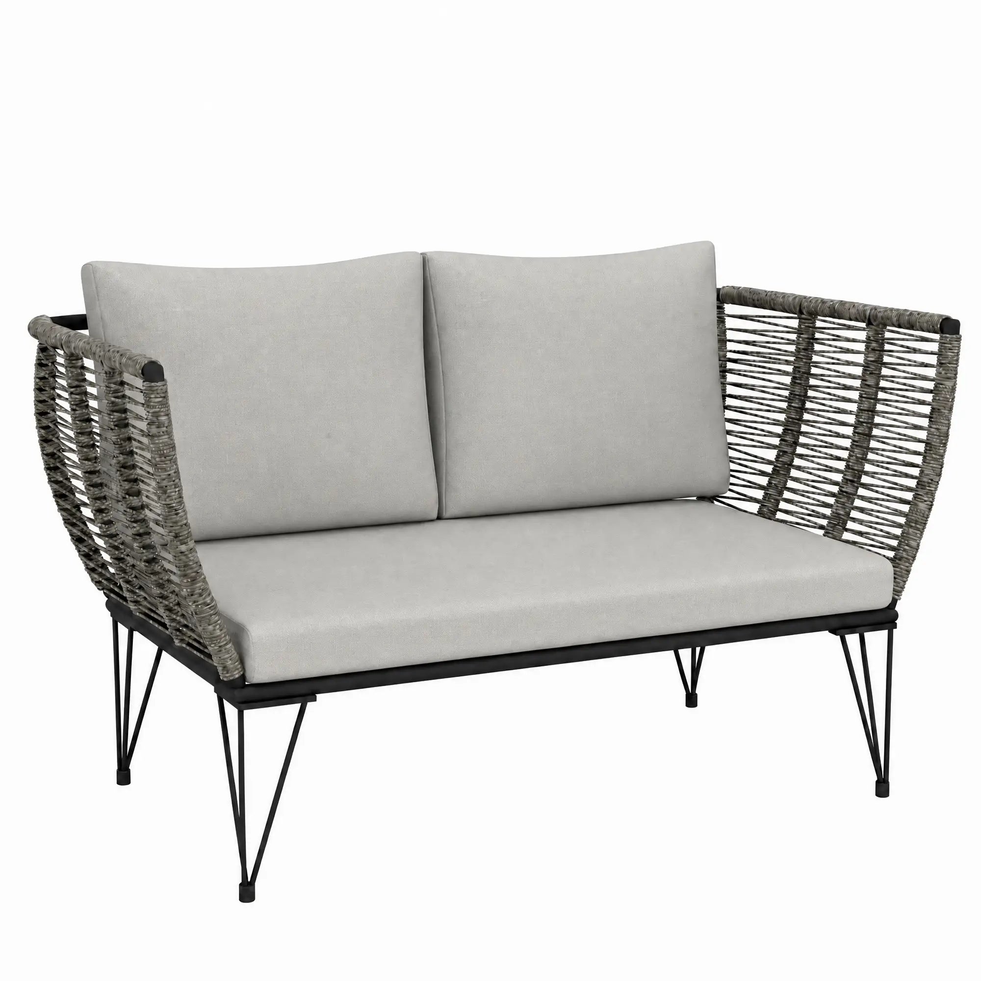 Outdoor Patio Sofa, 2 Seater Loveseat With Cushions, Light Grey Patio Furniture Sets at Gallery Canada