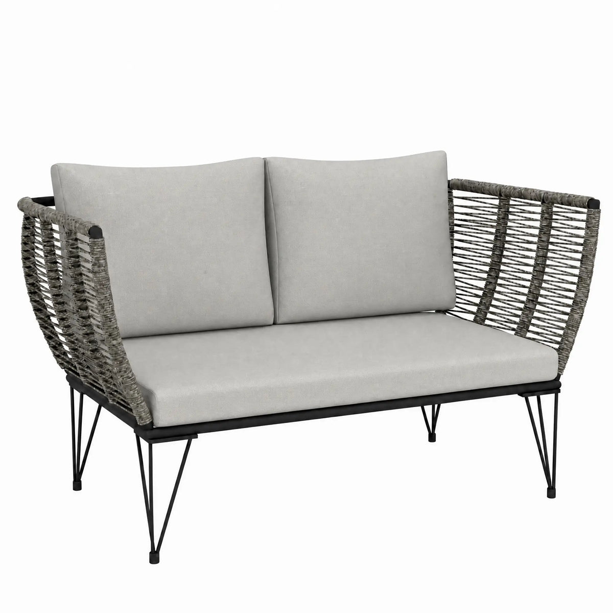 Outdoor Patio Sofa, 2 Seater Loveseat With Cushions, Light Grey Patio Furniture Sets at Gallery Canada
