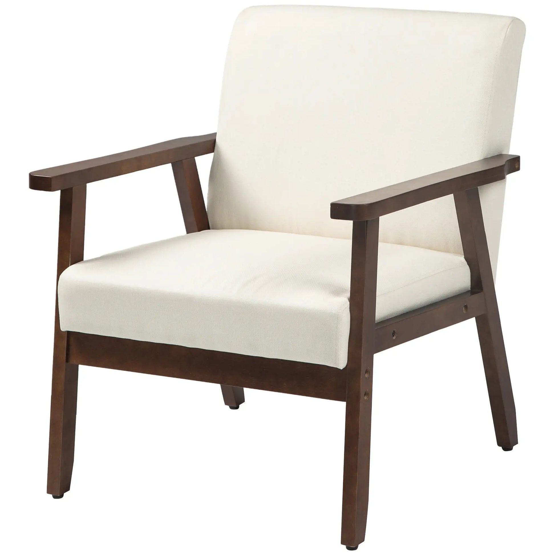 Modern Accent Chair, Cushioned Seat, Linen-Feel Upholstery, Cream White Accent Chairs at Gallery Canada