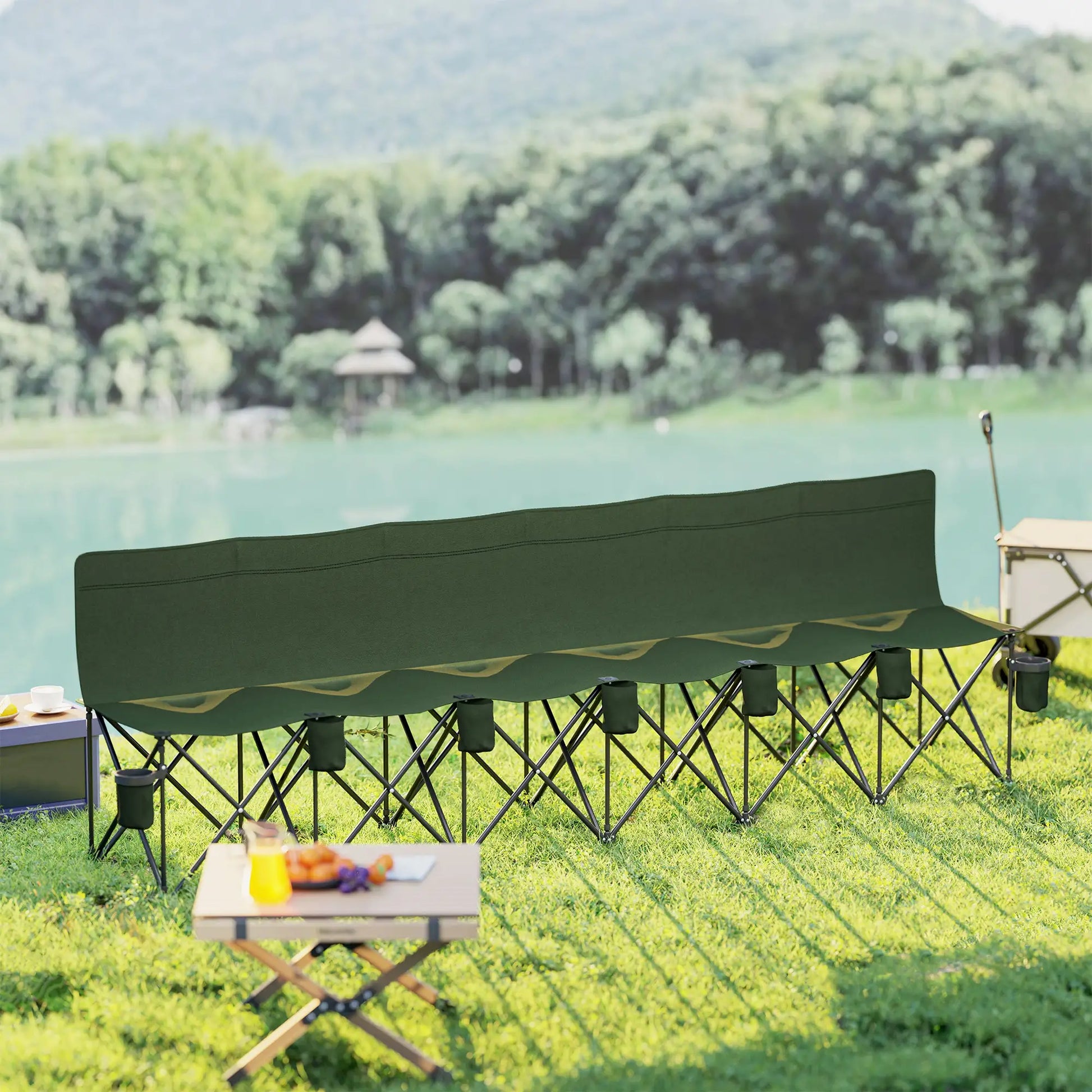 6 Seat Folding Camping Chair, Cup Holder, Carrying Case, Dark Green Picnic Tables & Camping Chairs at Gallery Canada