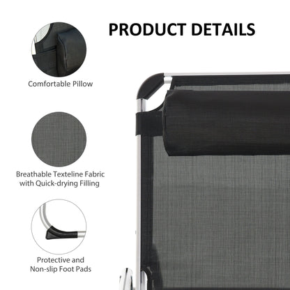 Folding Lounge Chair, Adjustable Backrest, Aluminum Frame, Black Lounger Chairs at Gallery Canada