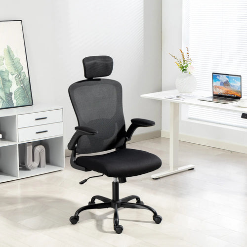 Ergonomic Office Chair, Mesh Desk Chair, Adjustable Headrest, Lumbar Support, Black