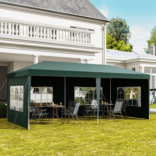 19' x 9' Party Tent Gazebo, 4 Removable Window Walls, Green Canopy Tents Green at Gallery Canada