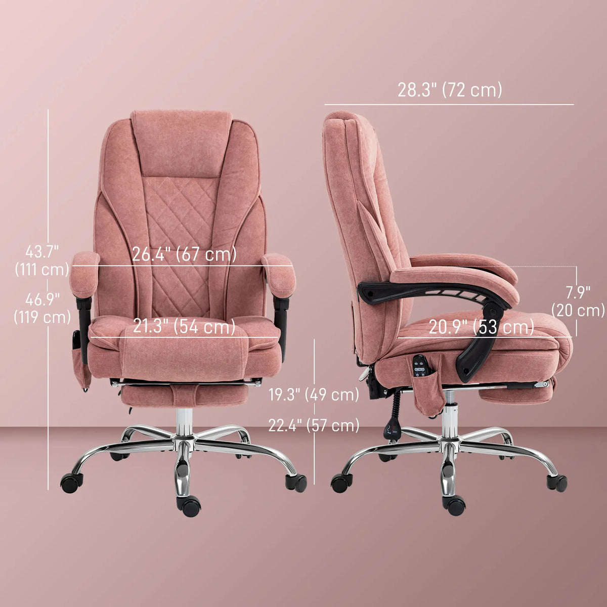 Massage Office Chair, Reclining Computer Chair, Adjustable Height, Pink Massage Chairs at Gallery Canada