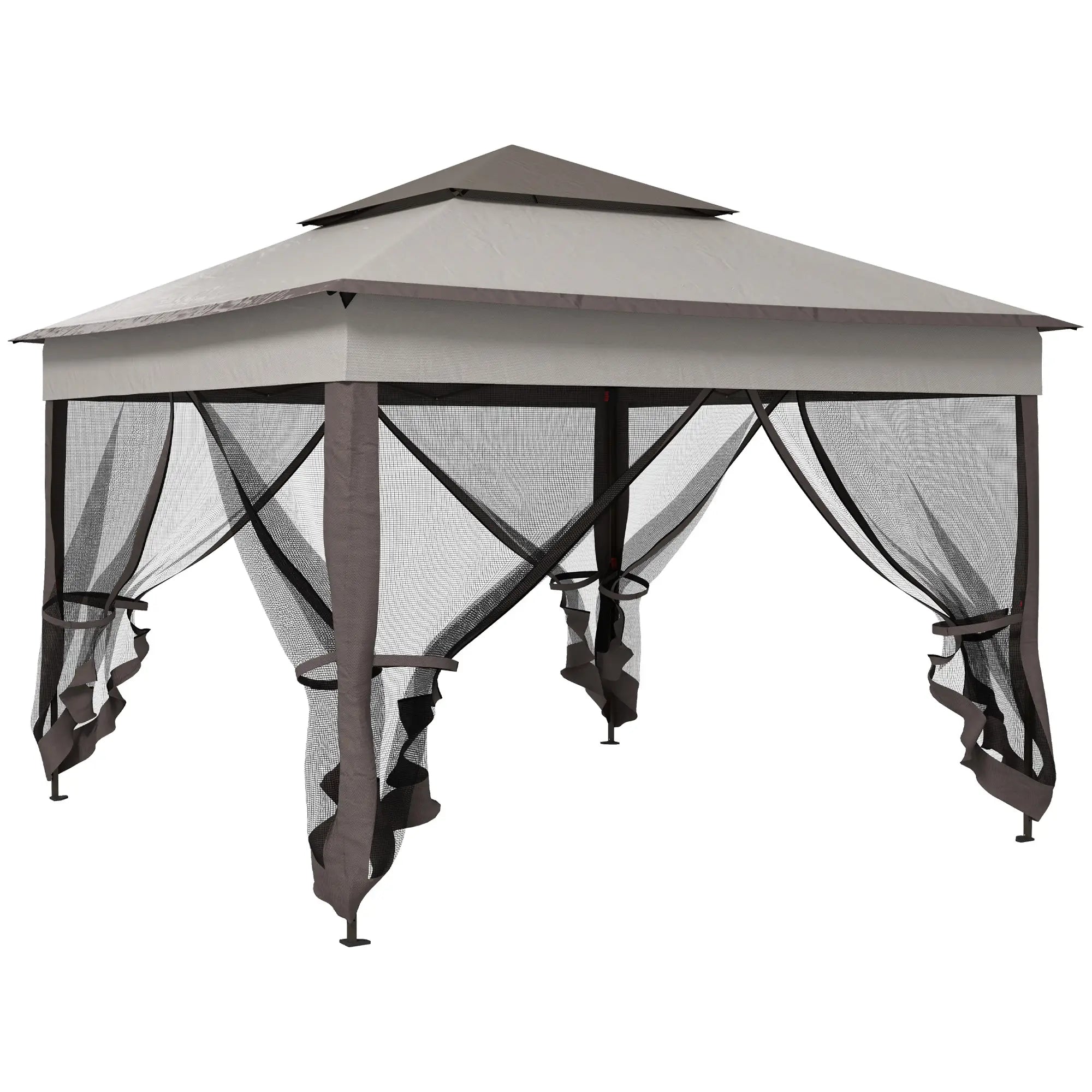 11' x 11' Pop Up Canopy, 2-Tier Soft Top Shelter Tent, Grey Pop Up Canopies at Gallery Canada