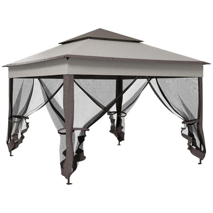 11' x 11' Pop Up Canopy, 2-Tier Soft Top Shelter Tent, Grey Pop Up Canopies at Gallery Canada