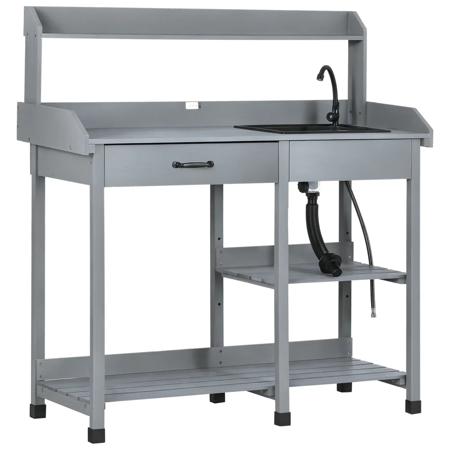 Potting Bench Table, Garden Workstation, 45.3" x 17.7" x 48.4", Grey