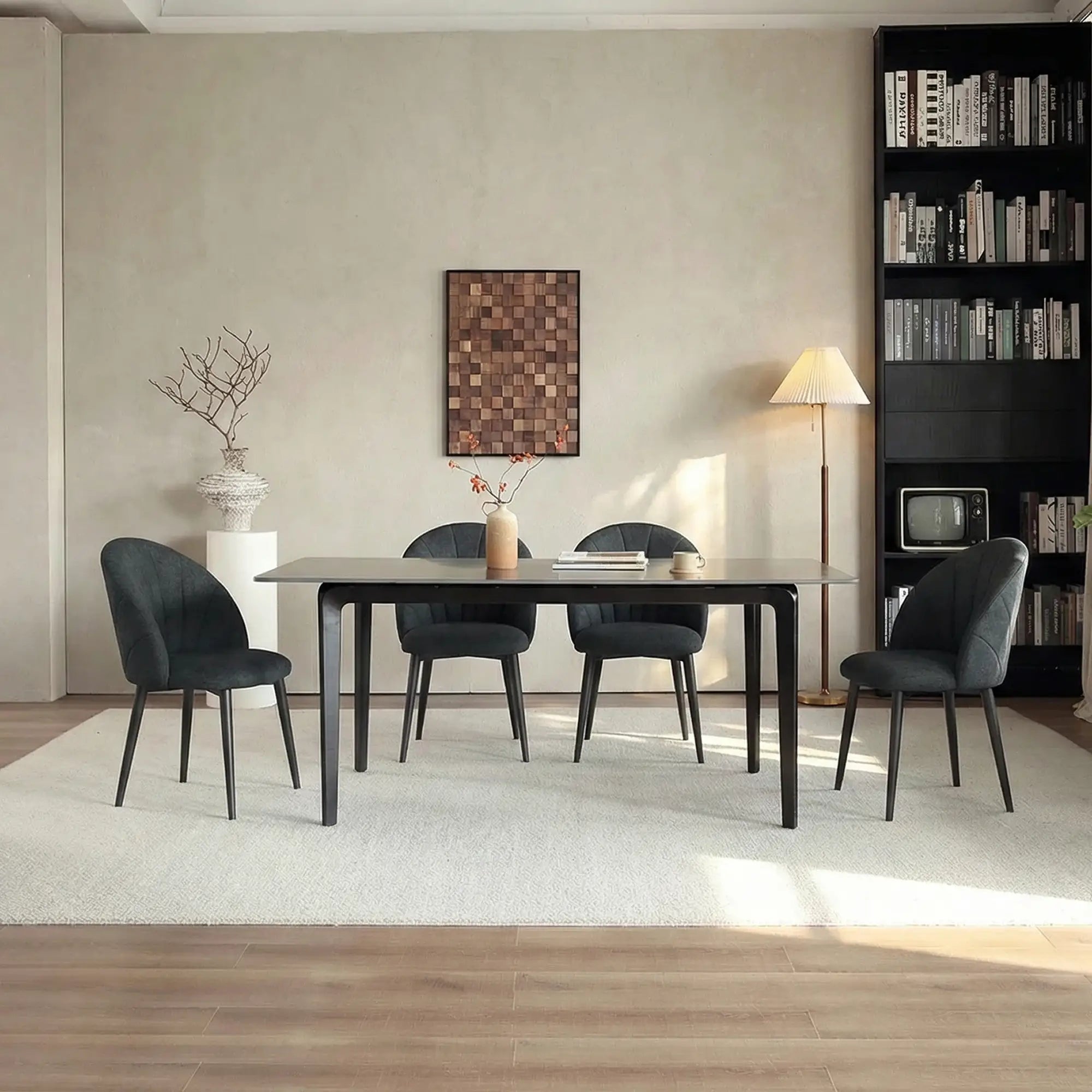 Modern Dining Chairs Set of 4, Upholstered, Metal Legs, Black Dining Chairs at Gallery Canada