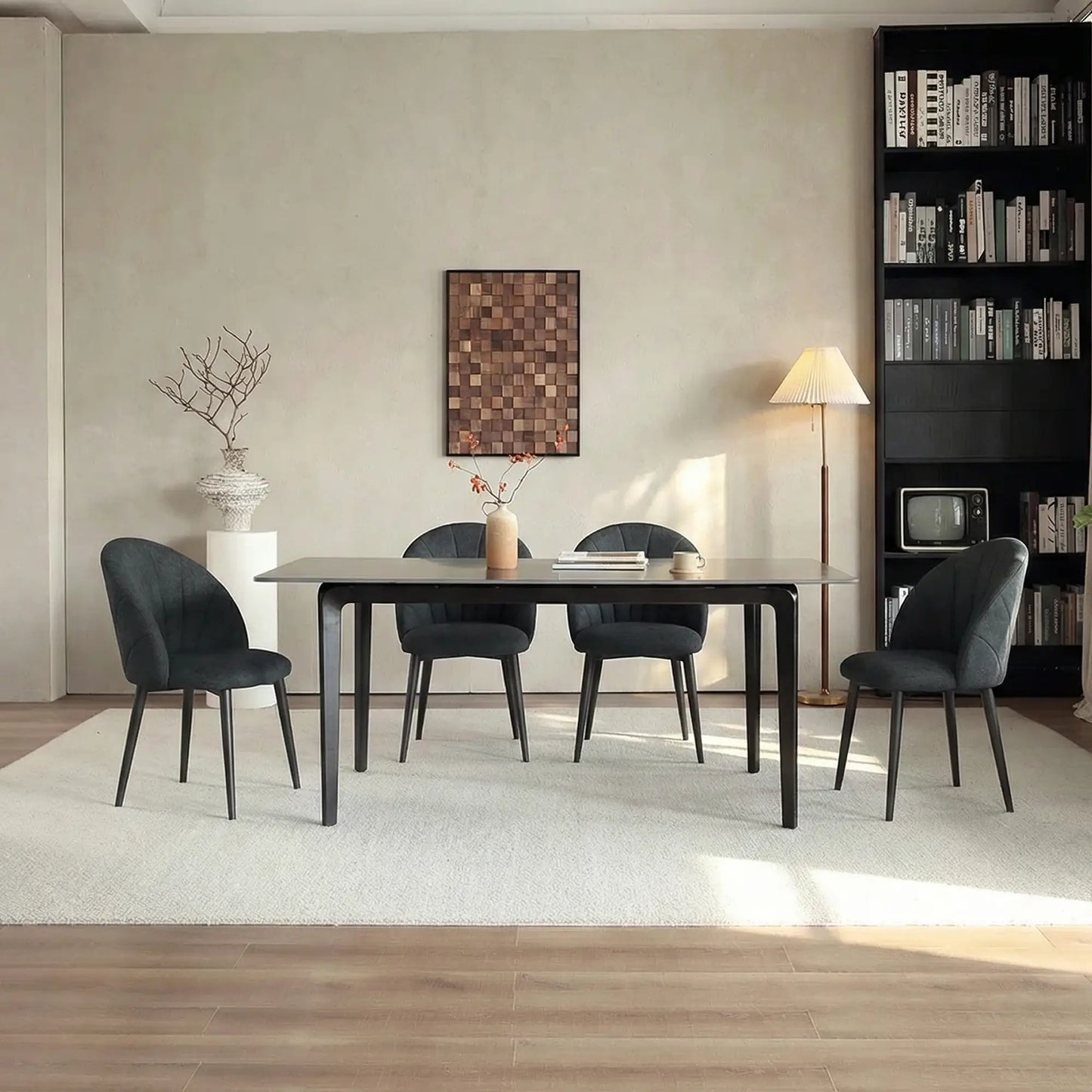 Modern Dining Chairs Set of 4, Upholstered, Metal Legs, Black Dining Chairs at Gallery Canada