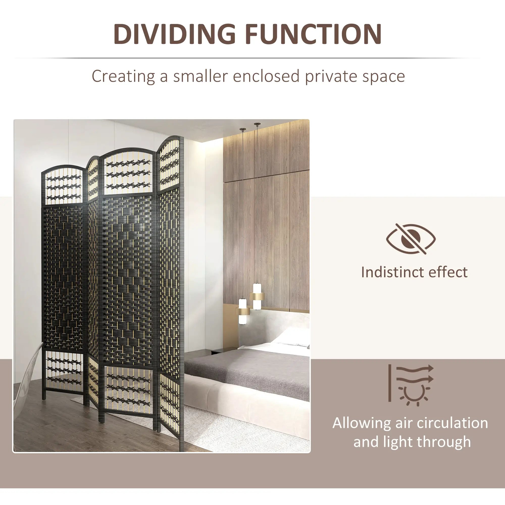 4 Panel Folding Room Divider, Portable Privacy Screen, Black Room Dividers at Gallery Canada