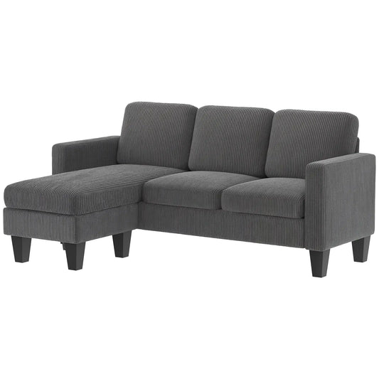 L Shaped Sectional Sofa, With Changeable Chaise Ottoman, Dark Grey 3-Seater Sofas Dark Grey at Gallery Canada