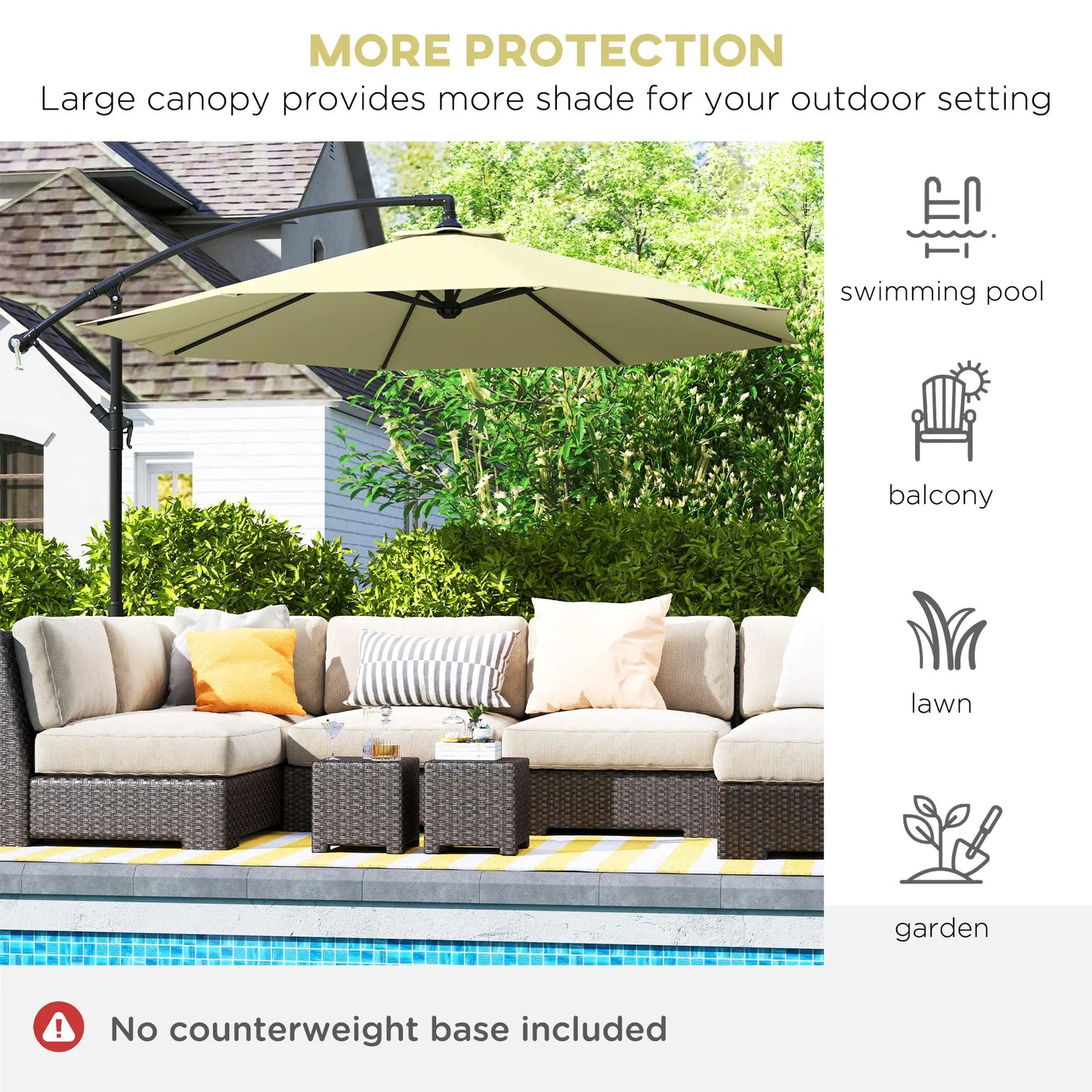 10' Deluxe Patio Umbrella, Banana Hanging Offset Sunshade, Beige Offset Cantilever Umbrellas at Gallery Canada