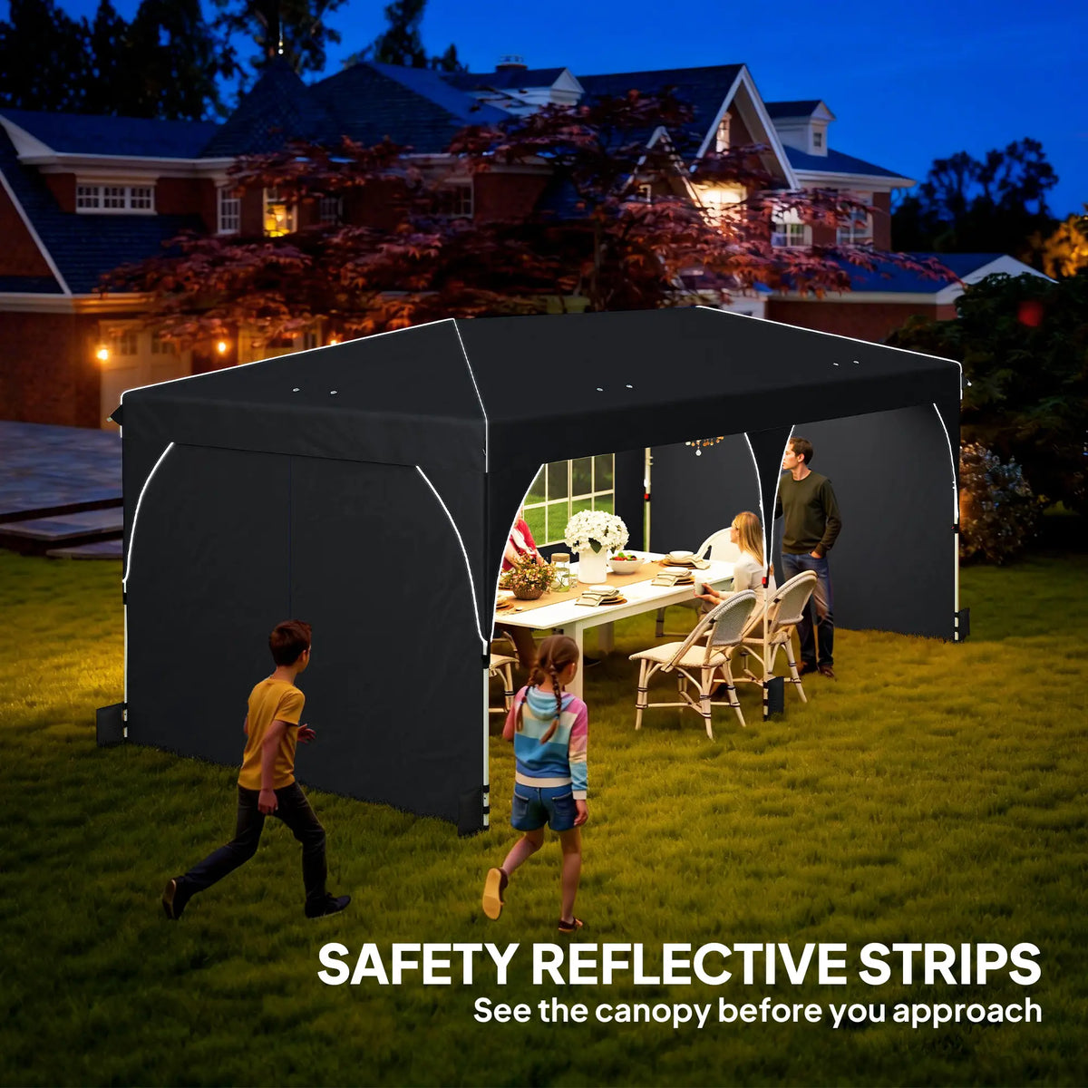 10 x 20 ft Pop Up Canopy Tent, Reflective Strips, UPF 50+, 6 Sandbags, Black Pop Up Canopies at Gallery Canada