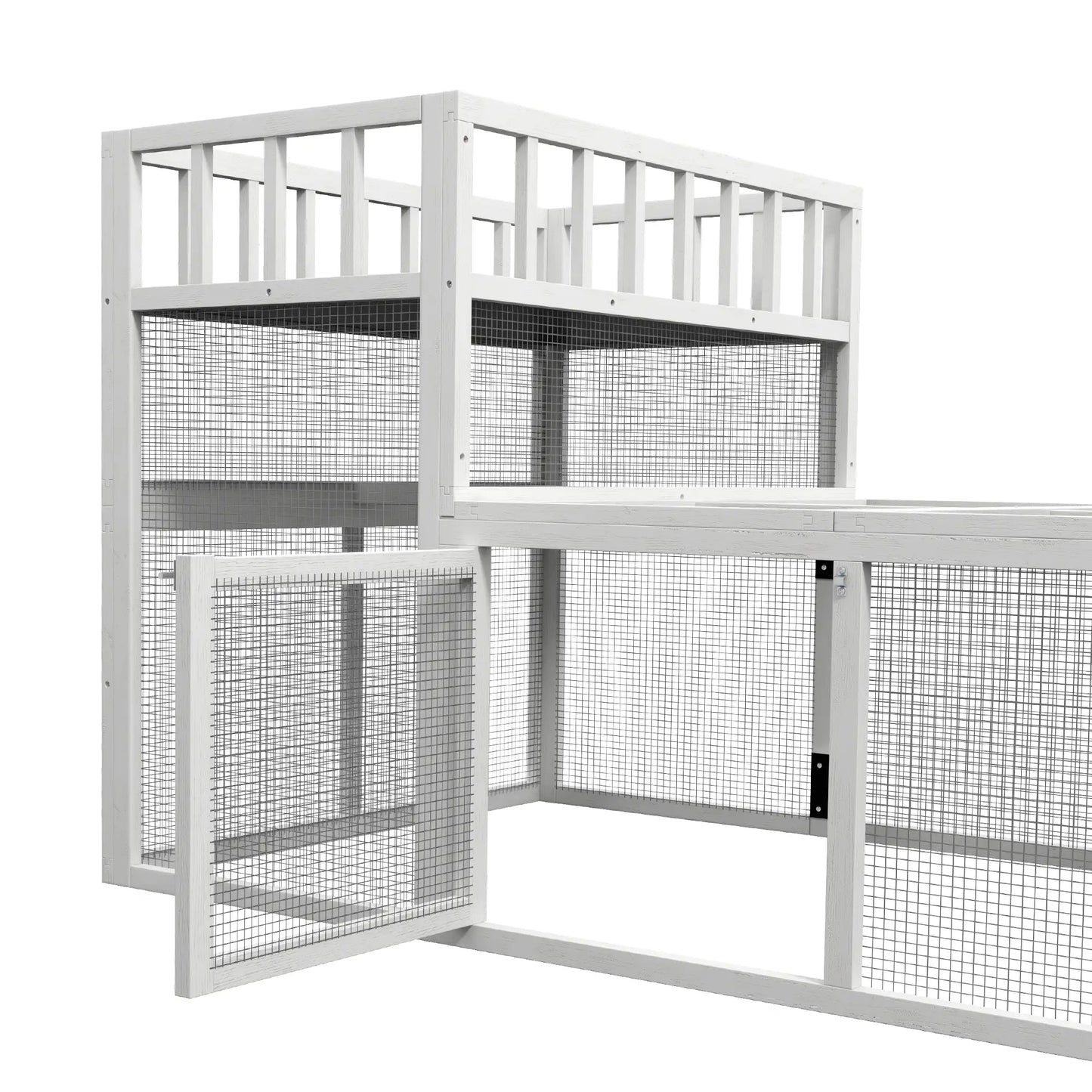 7.3' x 3.6' Wooden Chicken Coop, Storage Shelf, White Chicken Coops at Gallery Canada