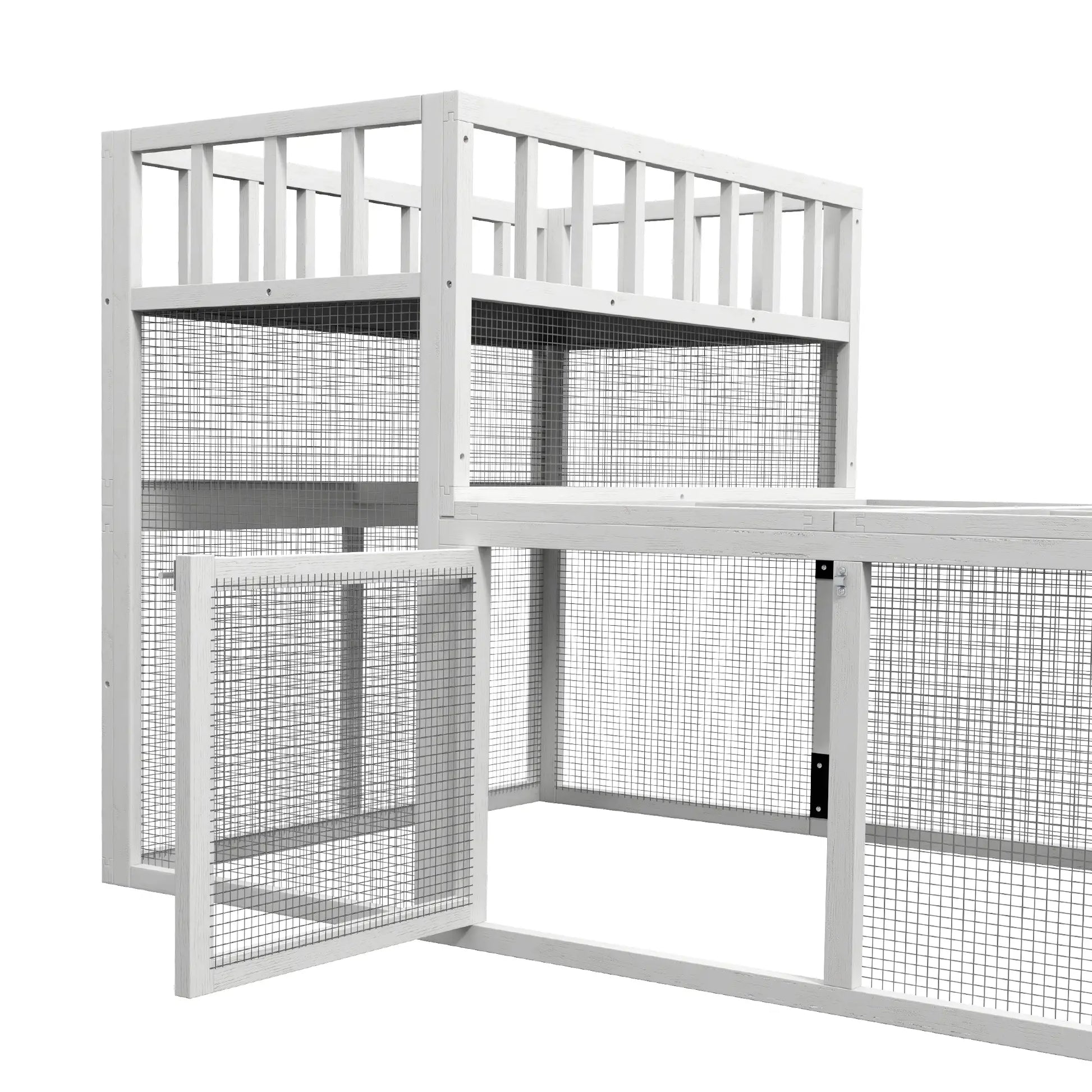 7.3' x 3.6' Wooden Chicken Coop, Storage Shelf, White Chicken Coops at Gallery Canada