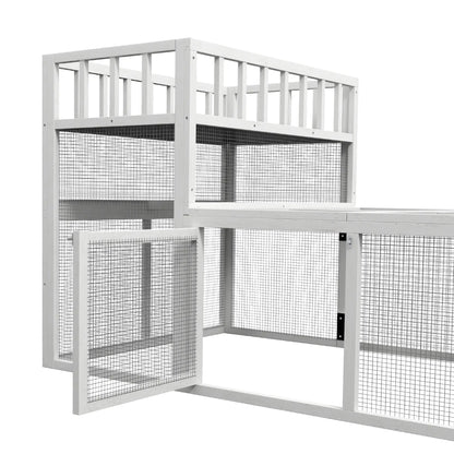 7.3' x 3.6' Wooden Chicken Coop, Storage Shelf, White Chicken Coops at Gallery Canada