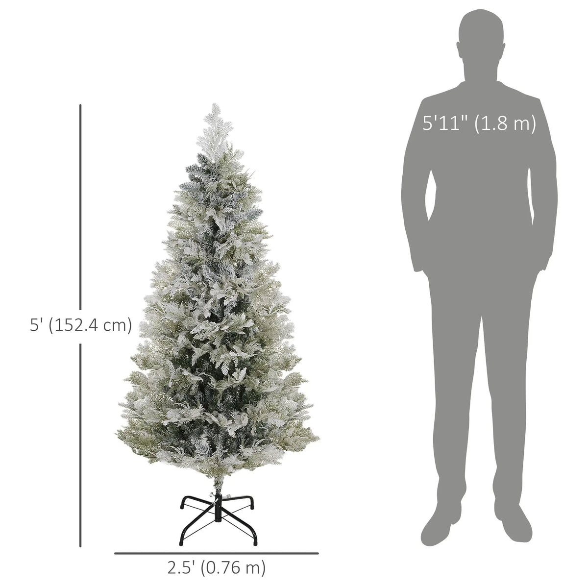 5 Feet Pencil Artificial Christmas Tree, 517 Cypress Branches, Auto Open, Green