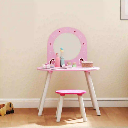 Kids Dressing Table with Mirror and Stool, Girls Vanity Set, Pink Toy Vanity at Gallery Canada