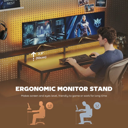 76" Gaming Desk, RGB Lights, USB Ports, Monitor Stand, Black Gaming Desks at Gallery Canada