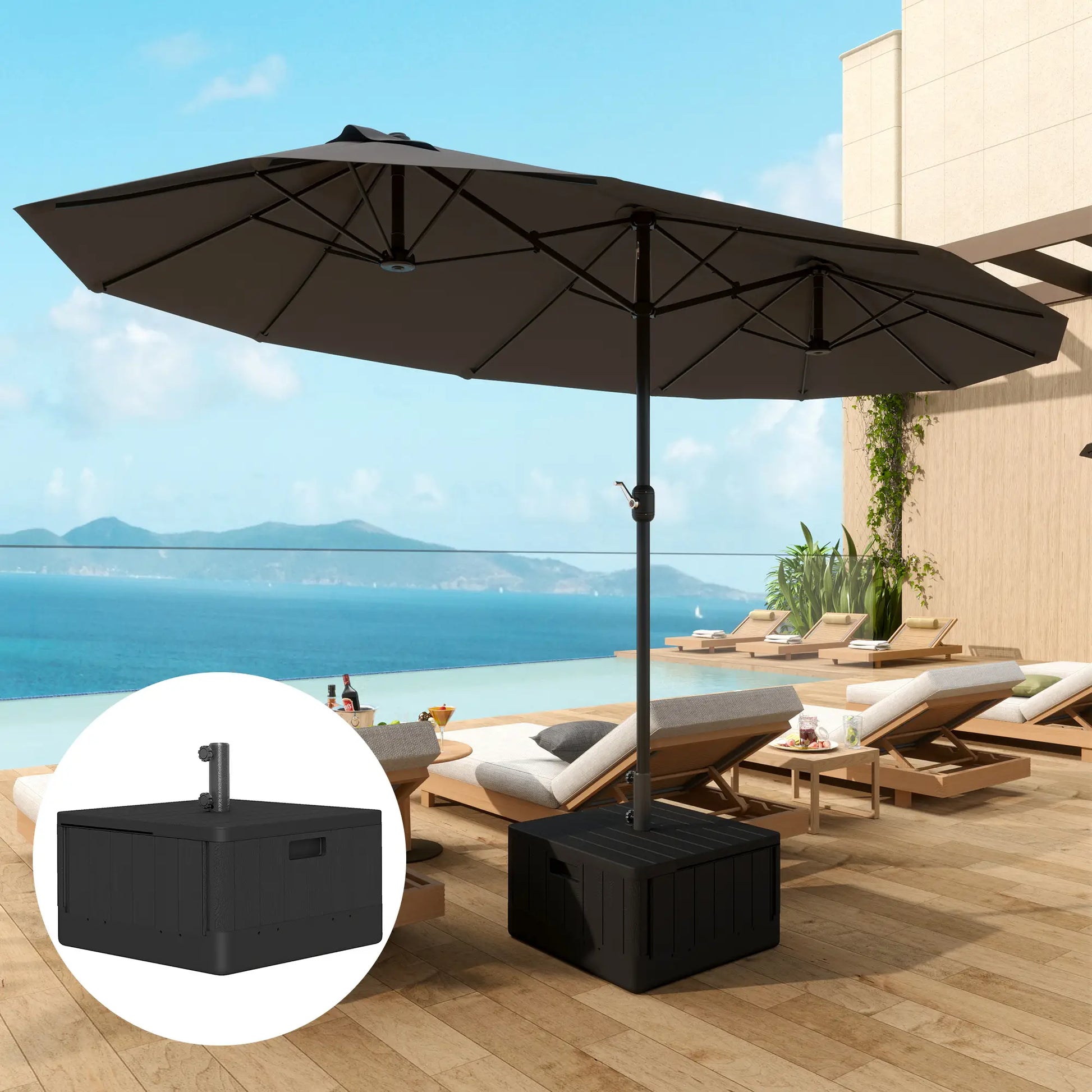 Outdoor Umbrella Base with Wheels, Holds 176lbs Stand or 110lbs Water, Black Umbrella Bases at Gallery Canada