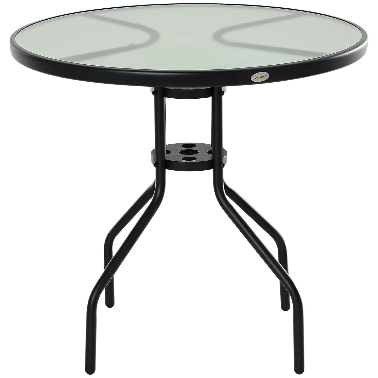 31.5'' Round Bistro Table, Outdoor Dining, Tempered Glass Top, Weather-resistant Patio Side Tables Black at Gallery Canada