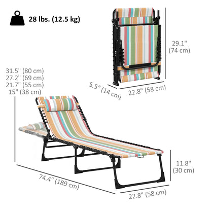 Folding Lounge Chair, Adjustable Chaise With Headrest, Multi-Colored Lounger Chairs at Gallery Canada