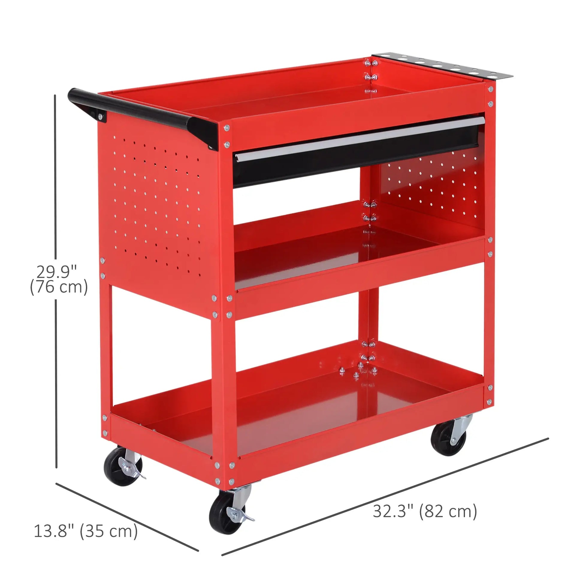 Tool Cart on Wheels, Ball Bearing Drawer, Storage Trays, Red Tool Organizers at Gallery Canada
