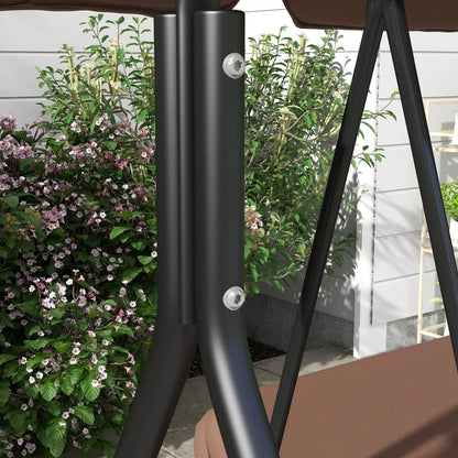 3-Seater Outdoor Porch Swing, Adjustable Canopy, Brown Patio Swings with Stand at Gallery Canada