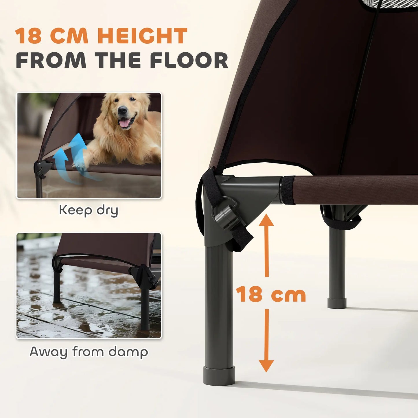 Elevated Dog Bed With Canopy, Washable Mesh Steel Frame, 41.7" x 29.9" x 39", Coffee Elevated Dog Beds at Gallery Canada