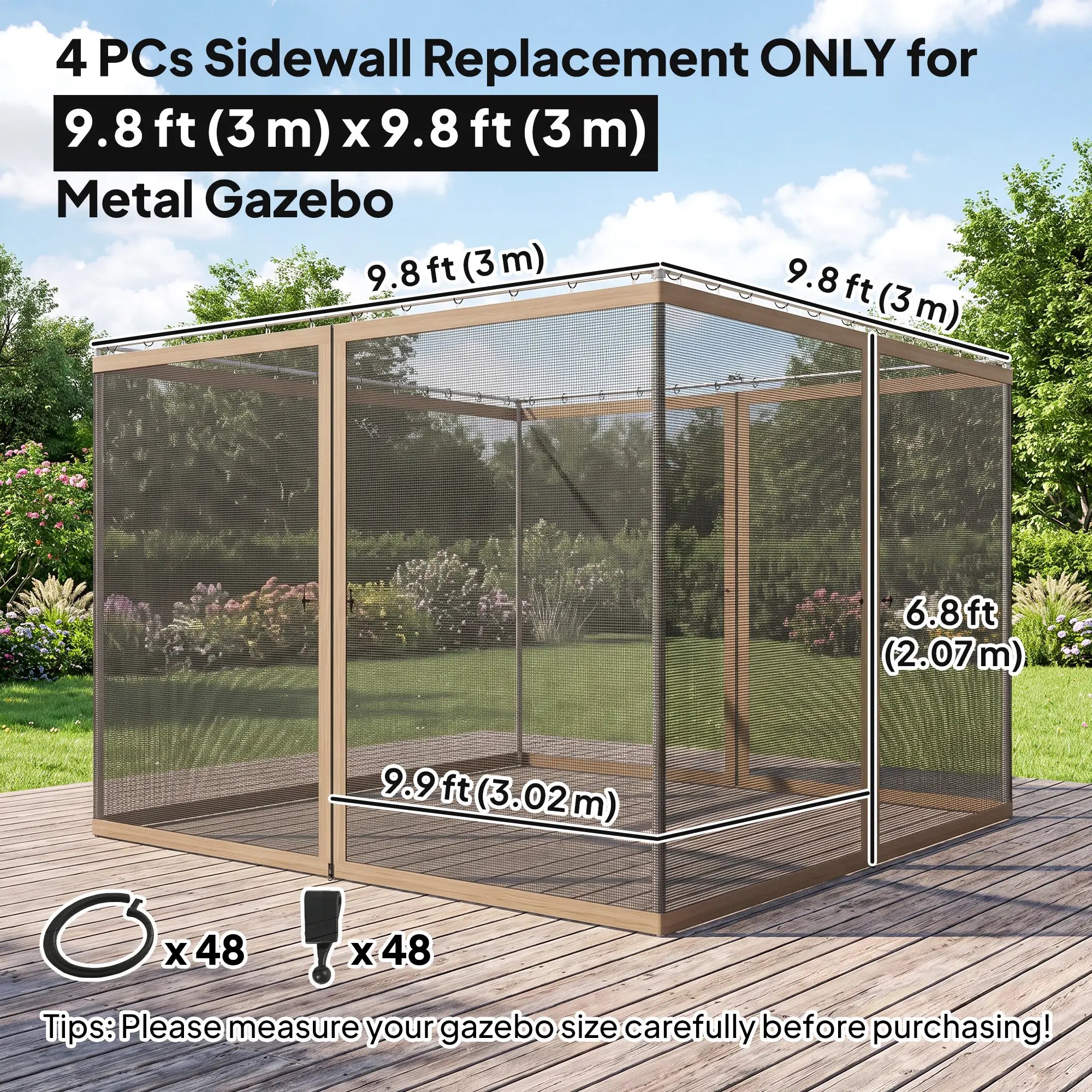 Gazebo Replacement Mosquito Netting, 10' x 10', Black Gazebo Sidewalls at Gallery Canada