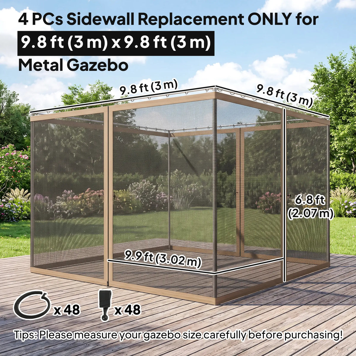 Gazebo Replacement Mosquito Netting, 10' x 10', Black Gazebo Sidewalls at Gallery Canada